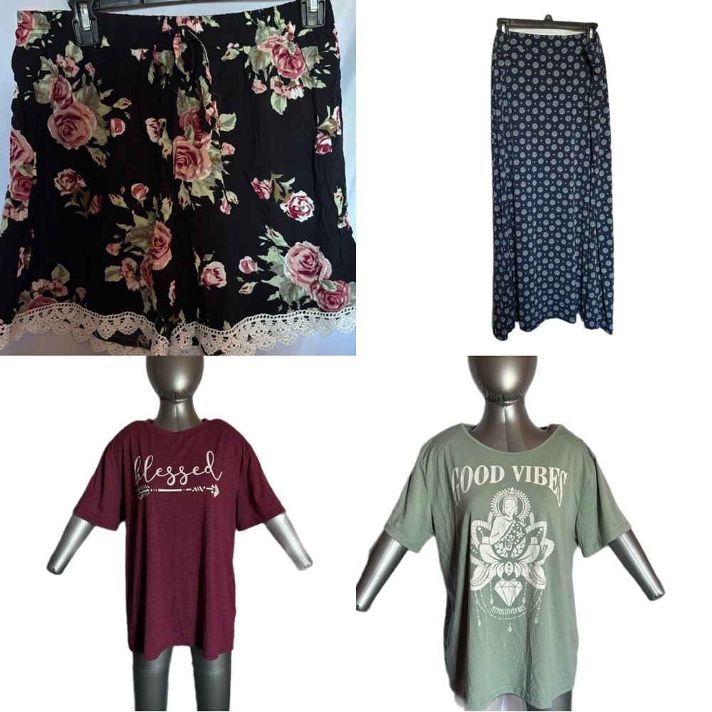 7/$33 Womens Plus Size 2X Clothing Bundle 7 Pc Tops Leggings Skirt Shorts Casual
